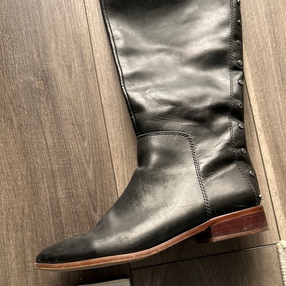 Leather Frank Sarto Black Knee-High Women's Boots - Picture 9 of 12